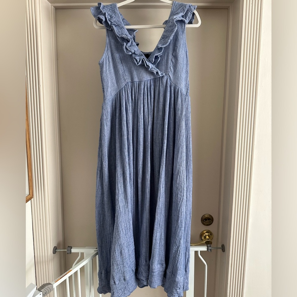 Hatch Blue Ruffle Midi Dress